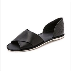 Vince Ida Open Toe Leather Flat sandals black
